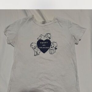 Brandy Melville White Tee with Navy Graphic